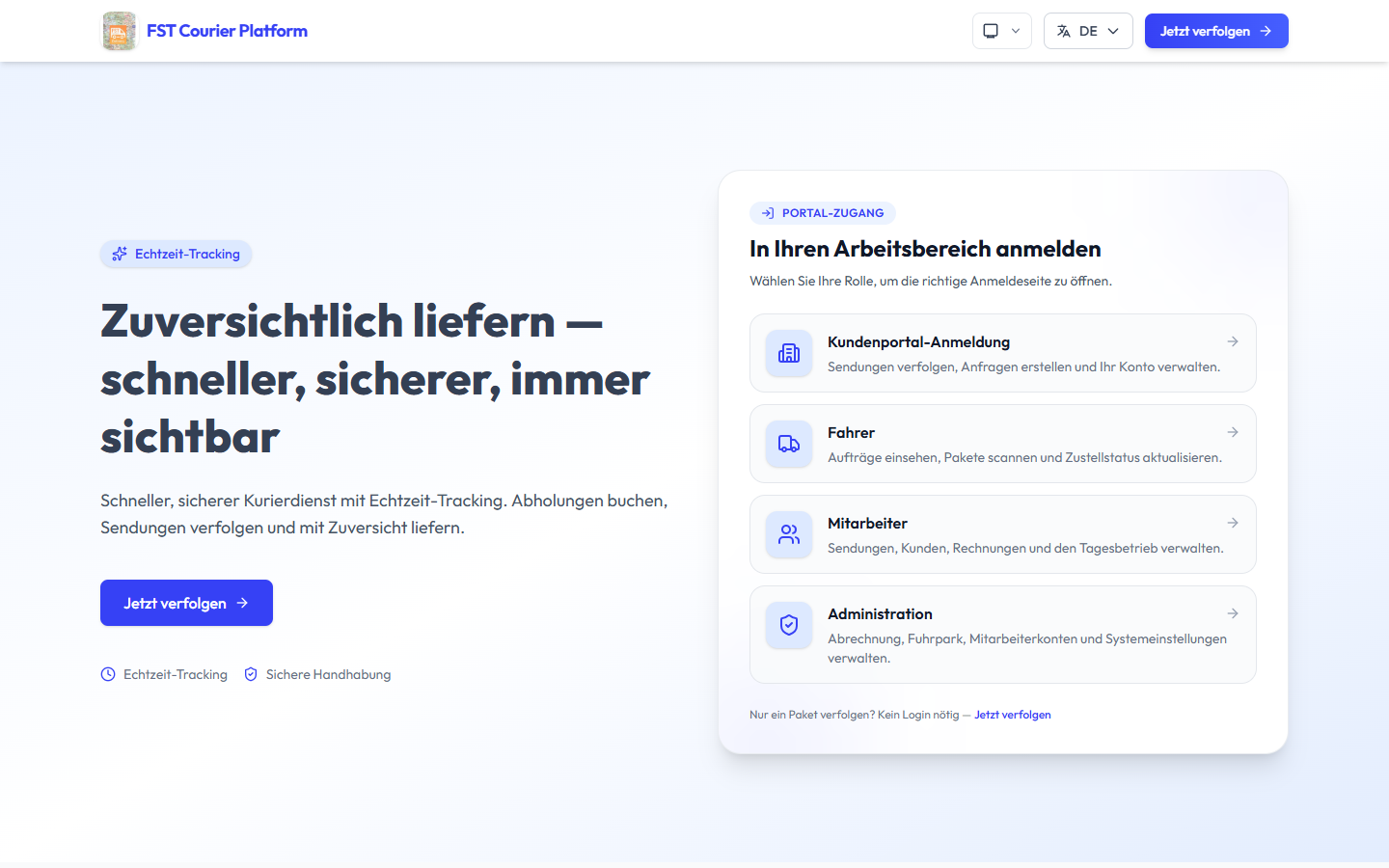 Portale für Kunden, Fahrer, Personal und Admin